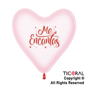 GLOBO SEMPERTEX CORAZON 12 CRISTAL PASTEL ROSADO ME ENCANTAS 2C x 50